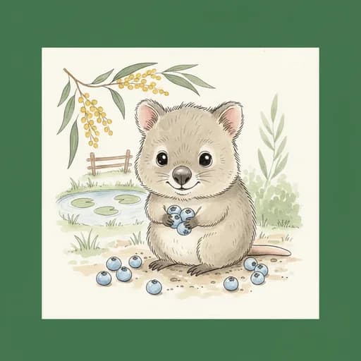 Baby quokka with blueberries.