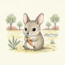 Baby bilby with a carrot in paws.