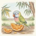 Baby lorikeet with orange segments.