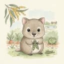 Baby quokka with pea pods.