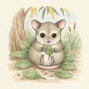Baby ringtail possum with spinach leaves.