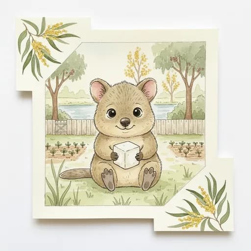 Baby quokka with a tofu cube.