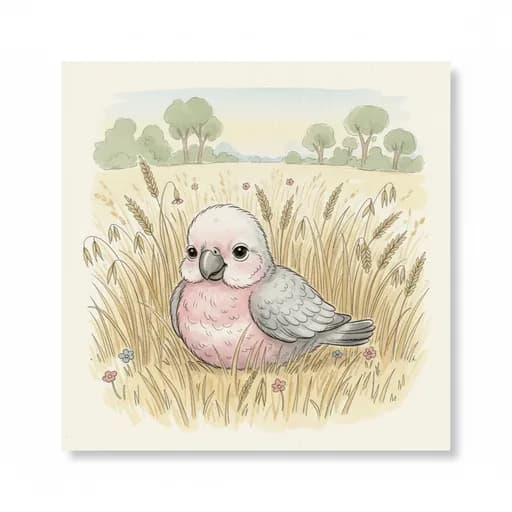 Baby galah in a barley field.