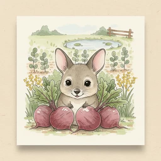 Baby bilby with beetroot.