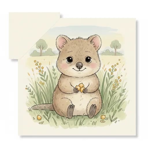 Baby quokka with chickpeas in paws.