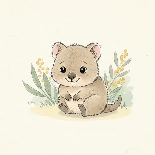 Baby quokka in a Rottnest sunbeam holding a green edamame pod with soybeans visible.